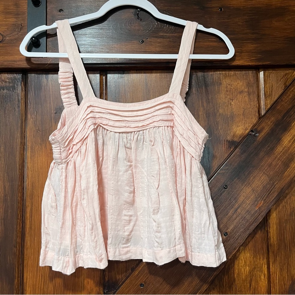 American Eagle blush pink flowy cropped top